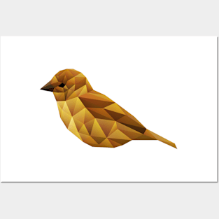 Low Poly Brown Bird Posters and Art